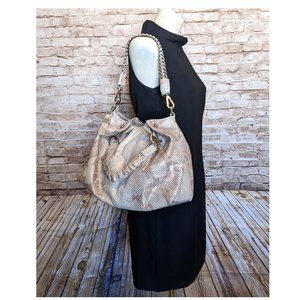 B COLLECTIVE BY BUXTON Snakeskin Embossed Leather Satchel NWT